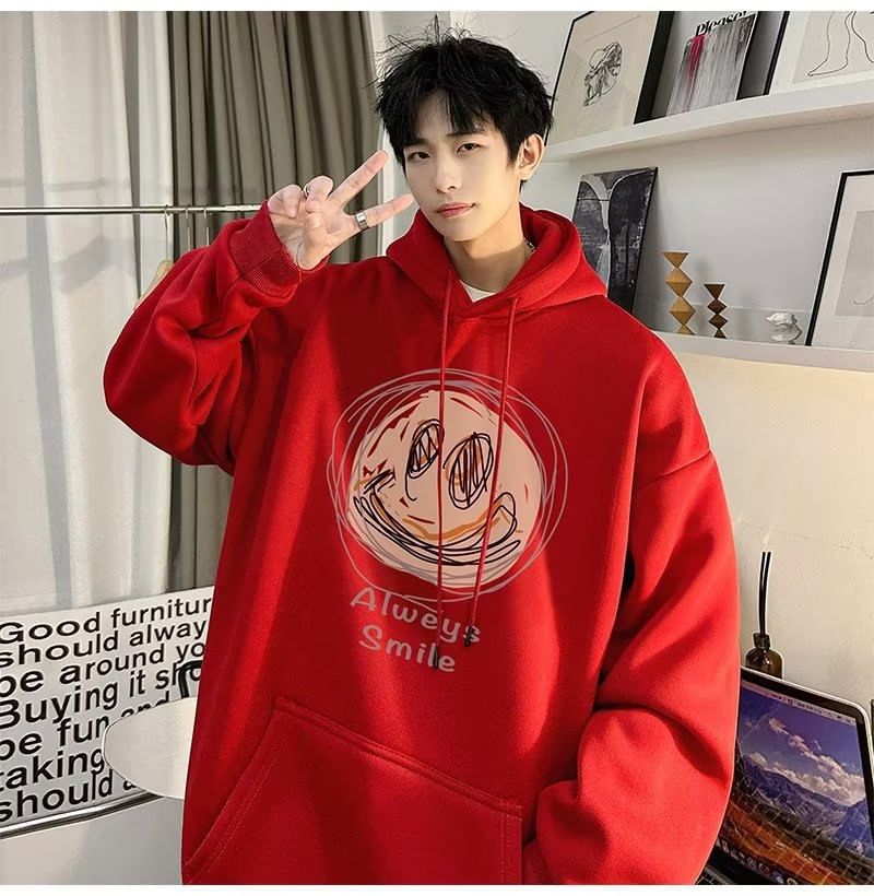 Lingaris - Hoodie met smileygezichtprint