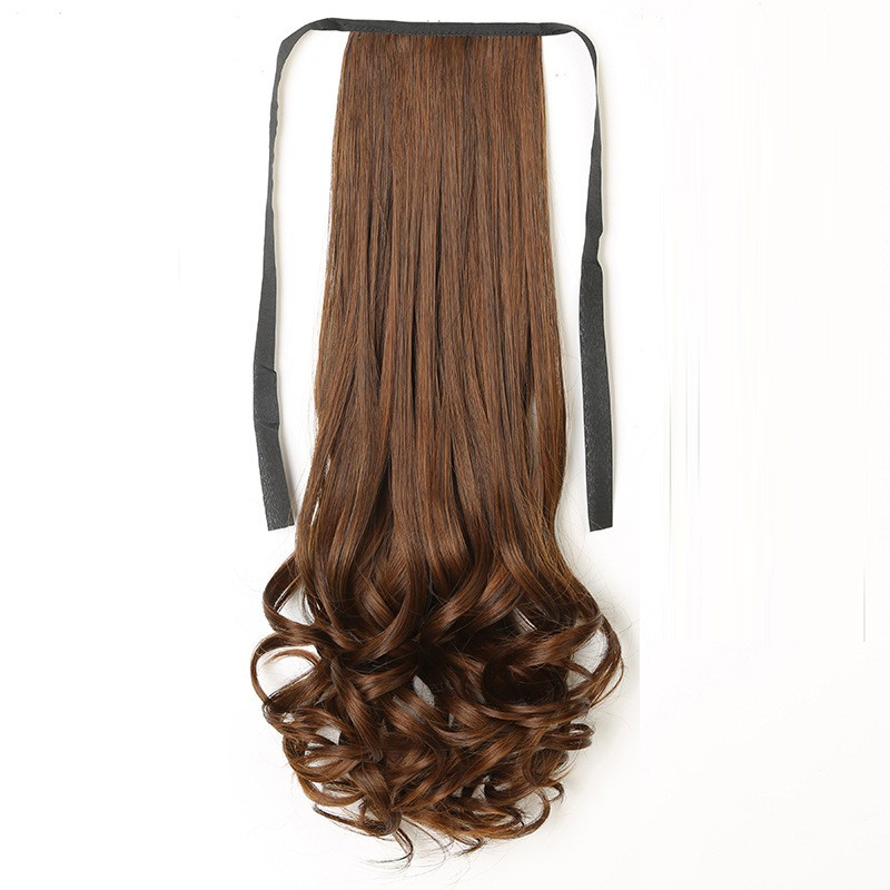 (58cm) Kunsthaar Extensions Pferdeschwanz Haarverlängerung Locken - Braun