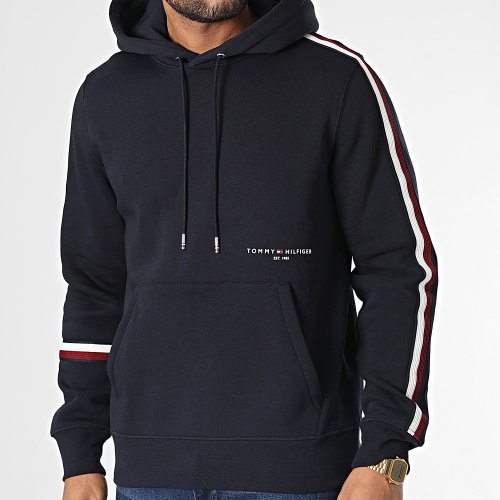Sweat Capuche A Bandes New Global Stripe 9339 Bleu Marine