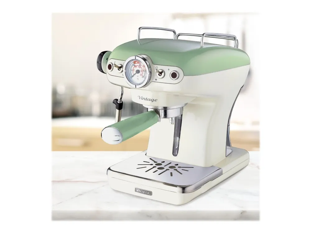 Ariete 1389 Vintage - Kaffemaskine med mælkeskummer - 15 bar - grøn