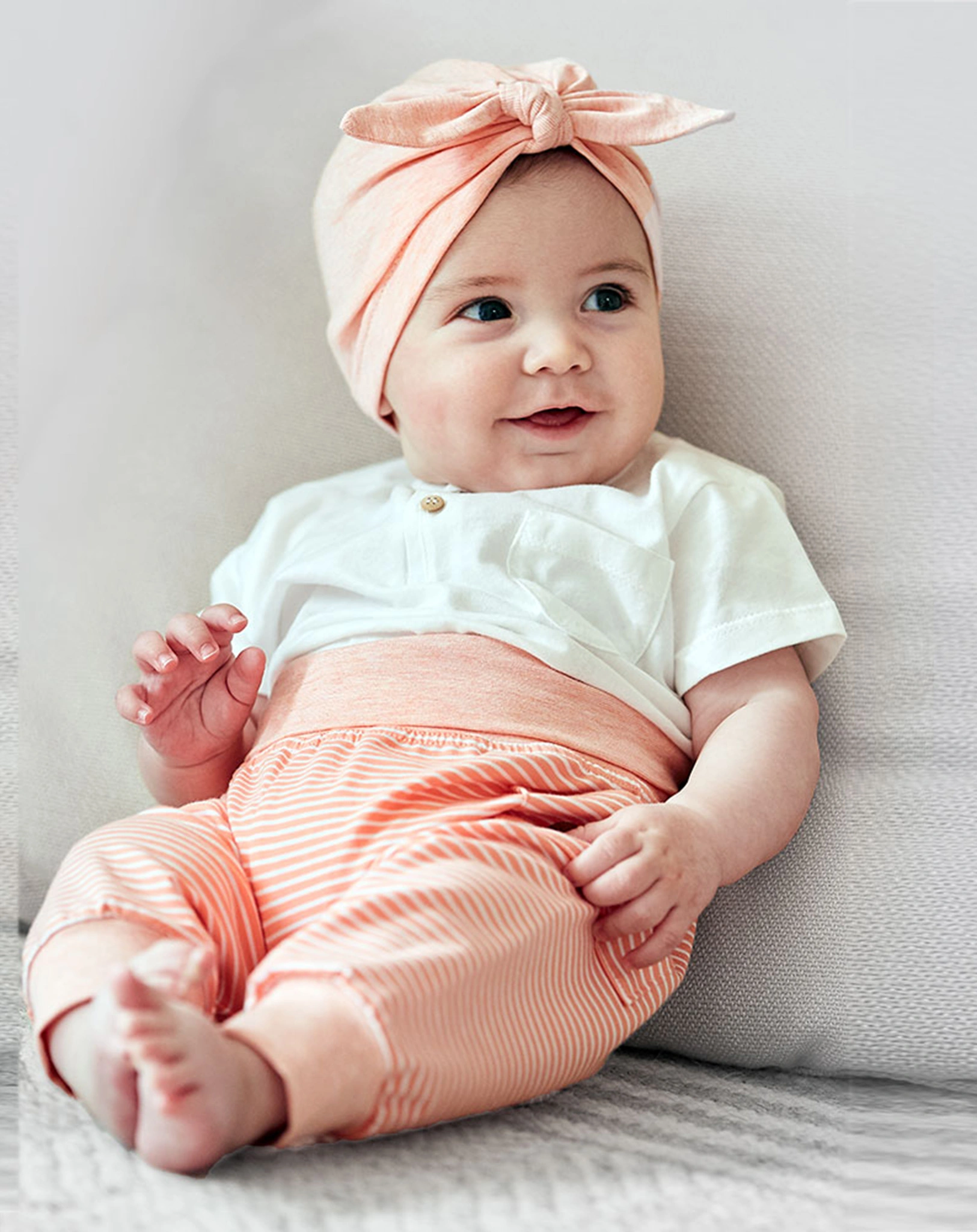 Baby-Turbanmütze SCHLEIFE in garnele