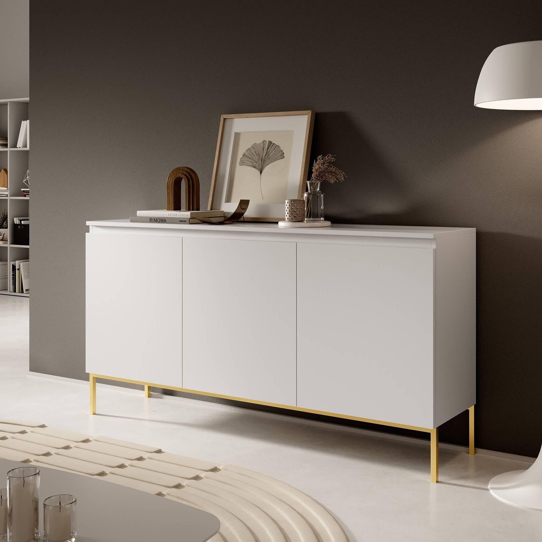 NADUVI Collection Kate Dressoir - B 150 cm - Wit / Goud
