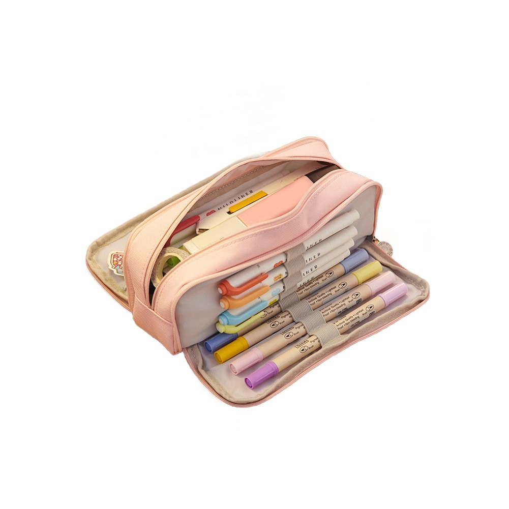 Schreibgeräte Organizer Schlamperbox Stift Etui mit Netztaschen - Rosa
