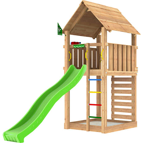 Jungle Gym Cabin 2.1 legetårn inkl. rutsjebane