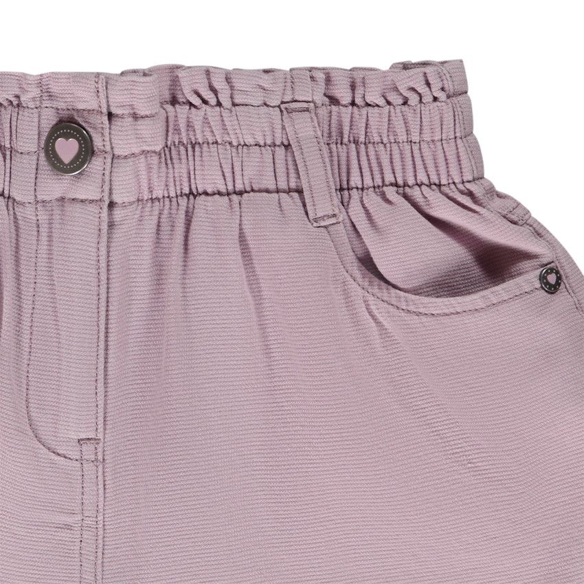 Short taille haute uni en coton fantaisie pour fille - Rose