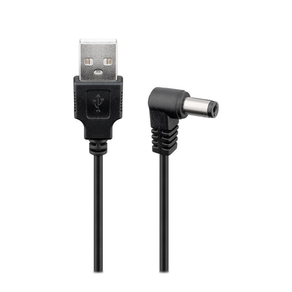 (1.5m) USB DC Ladekabel USB-A Stecker auf Hohlstecker 5.5x2.5mm - Schwarz