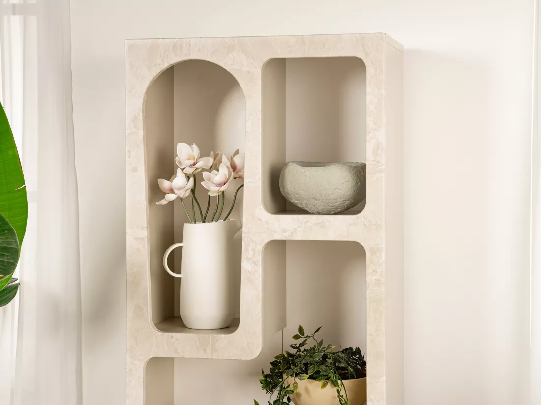 Etagère avec 5 niches - Effet marbre beige - LUELA