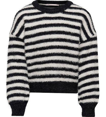 Kids Only Bluse - Strik - KogNewPiumo - Blåck/Egret Stripes