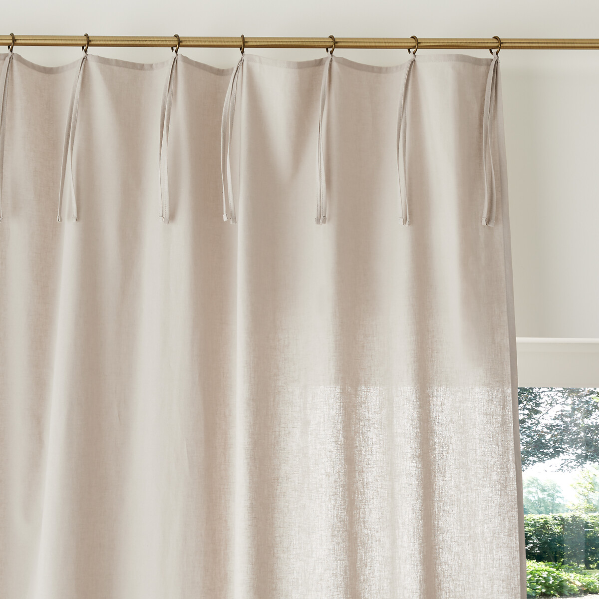 LA REDOUTE INTERIEURS<br>Cortina de meio linho com acabamento em laços e ilhós, Lincot