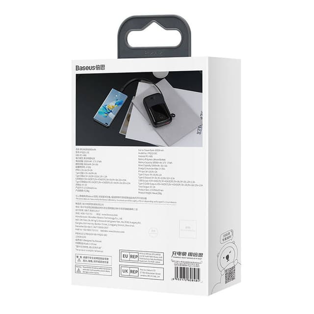 Powerbank Baseus Qpow PRO med kabel, 10000mAh, 22,5W (sort)