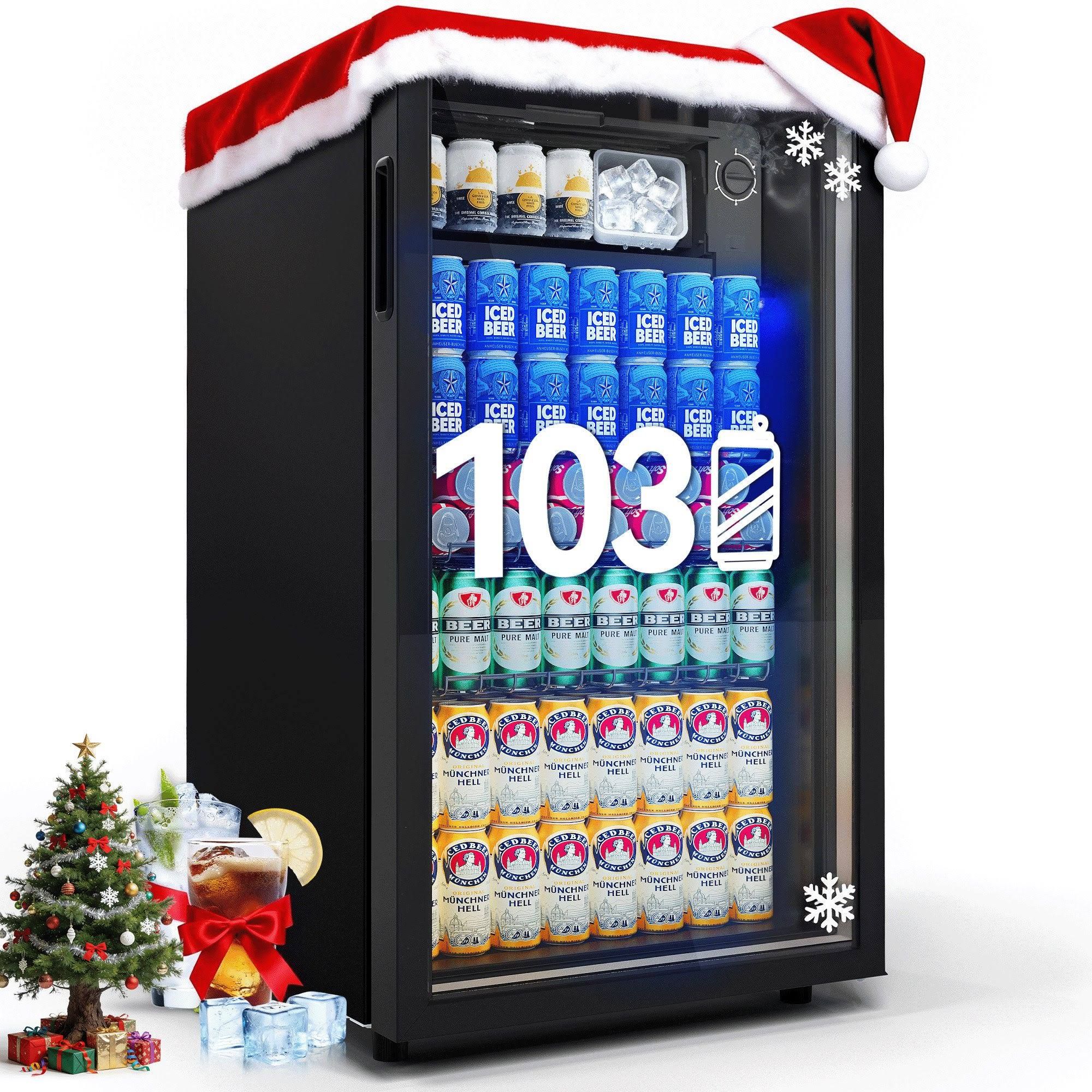HOMALL Getränkekühlschrank mit glastür,LED-Beleuchtung Leiser BC-98 82 cm hoch