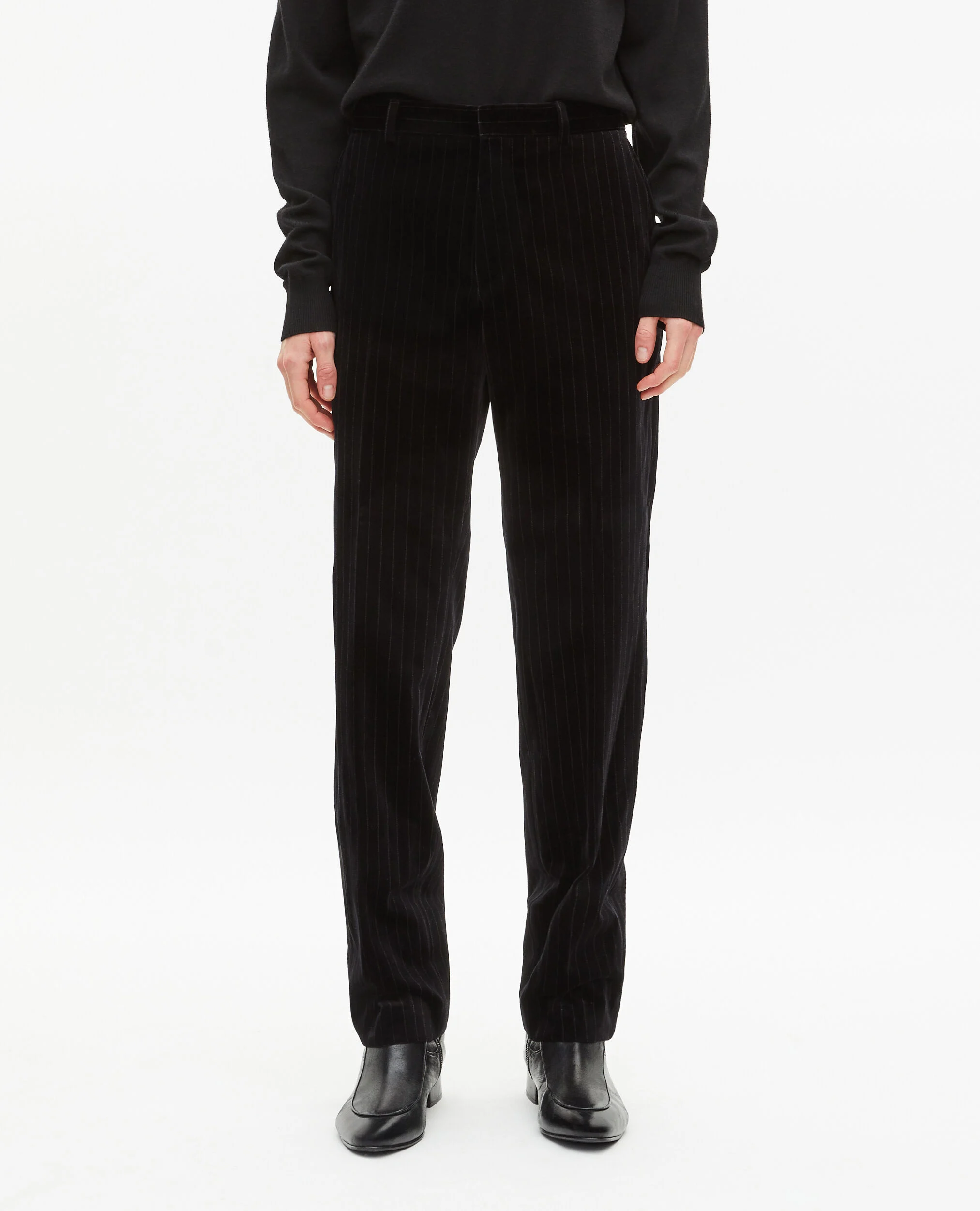 Pantalon de costume droit en velours noir