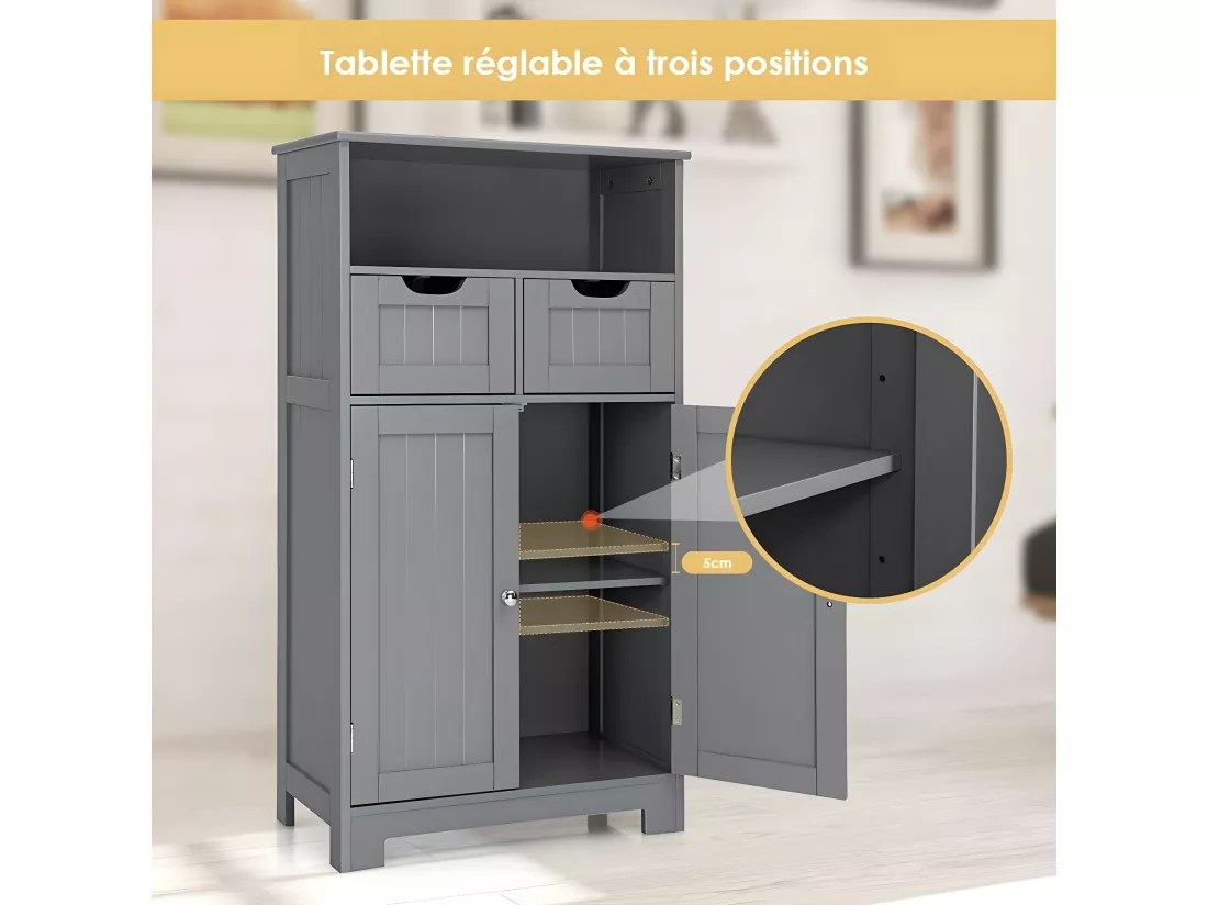 Meuble de rangement de salle de bain commode blanche de toilette/chambre 60 x 30 x 109 cm