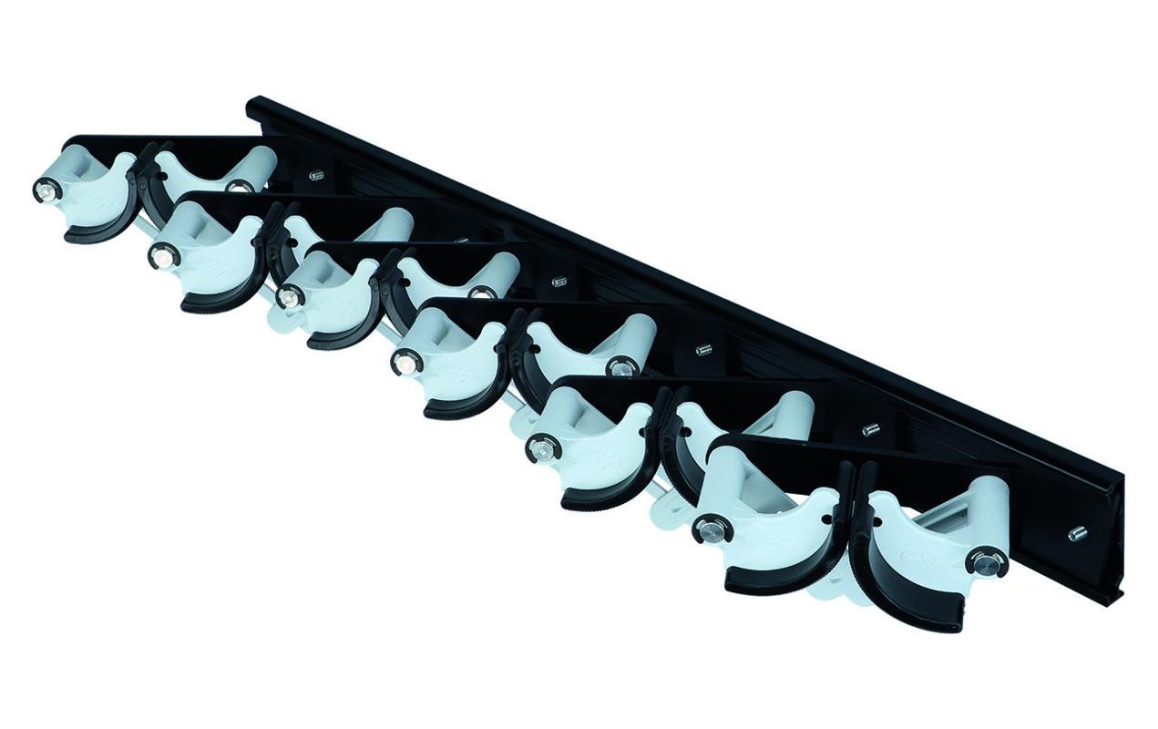Gerätehalter-Set Flip Clip Flex6<br>Pulverbeschichtete Aluminium-Systemschiene mit weisem Halter
