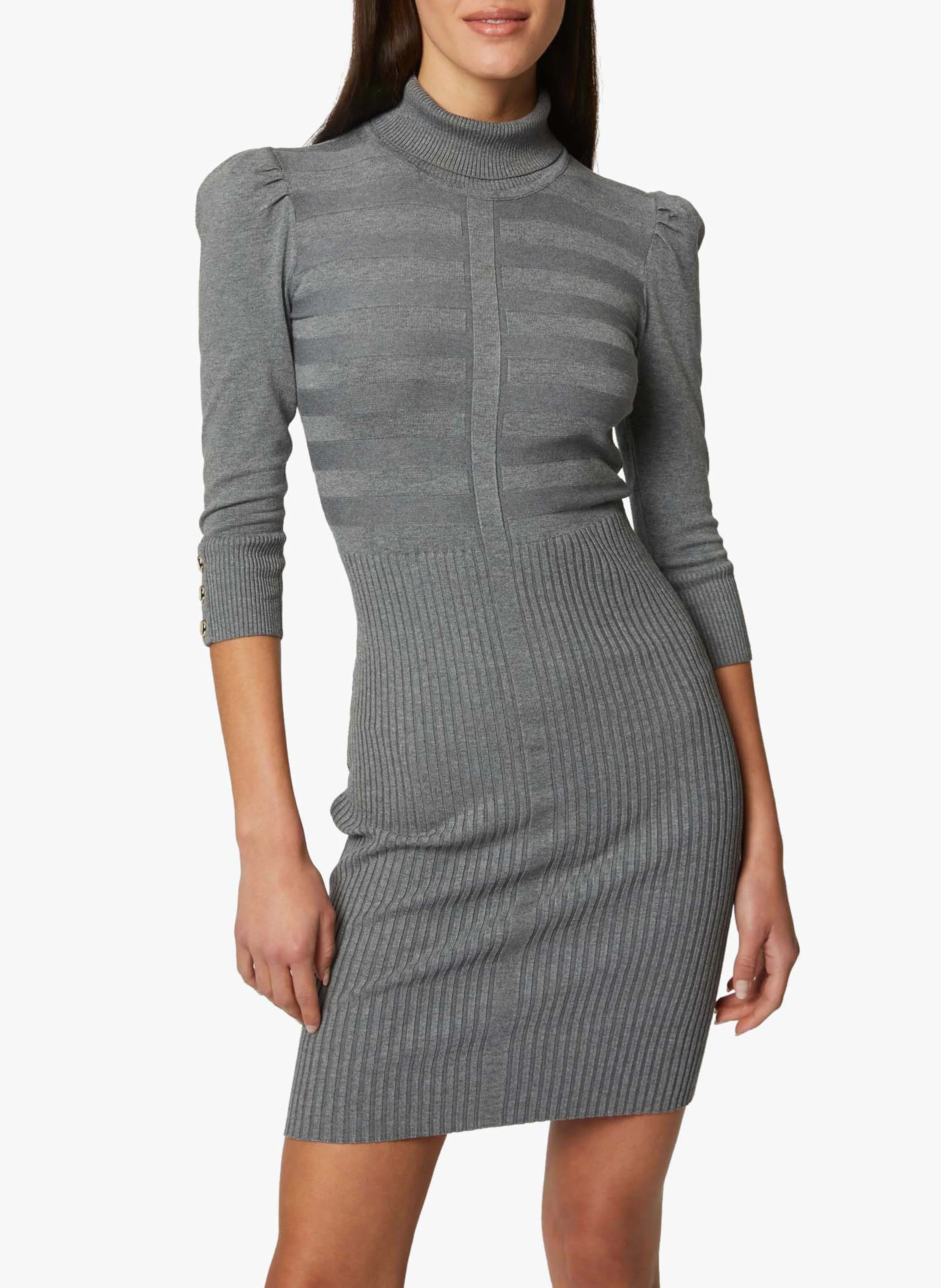 RMTO - Robe courte col roulé côtelée | Gris