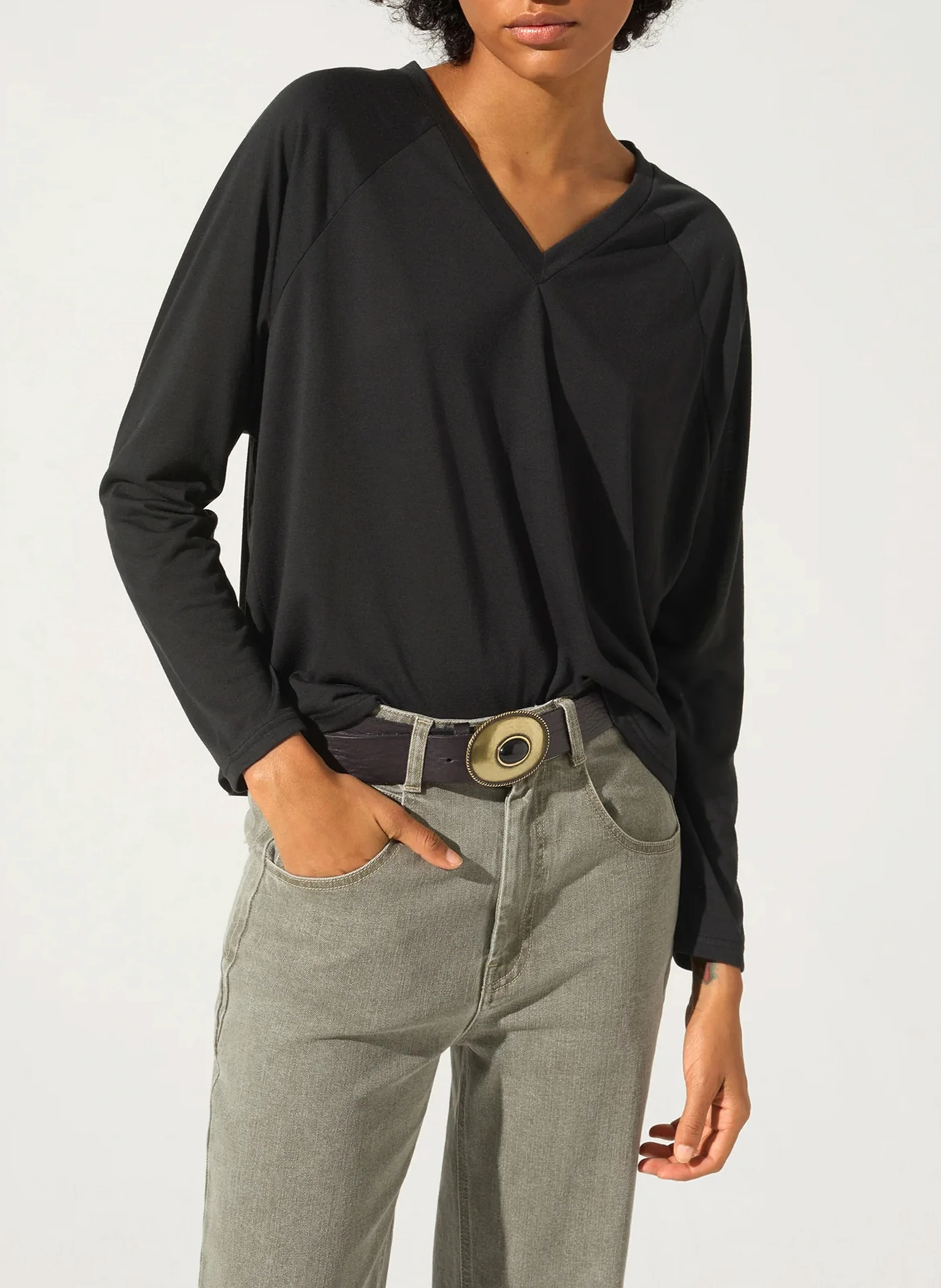 Tee-shirt ample à col V | Noir