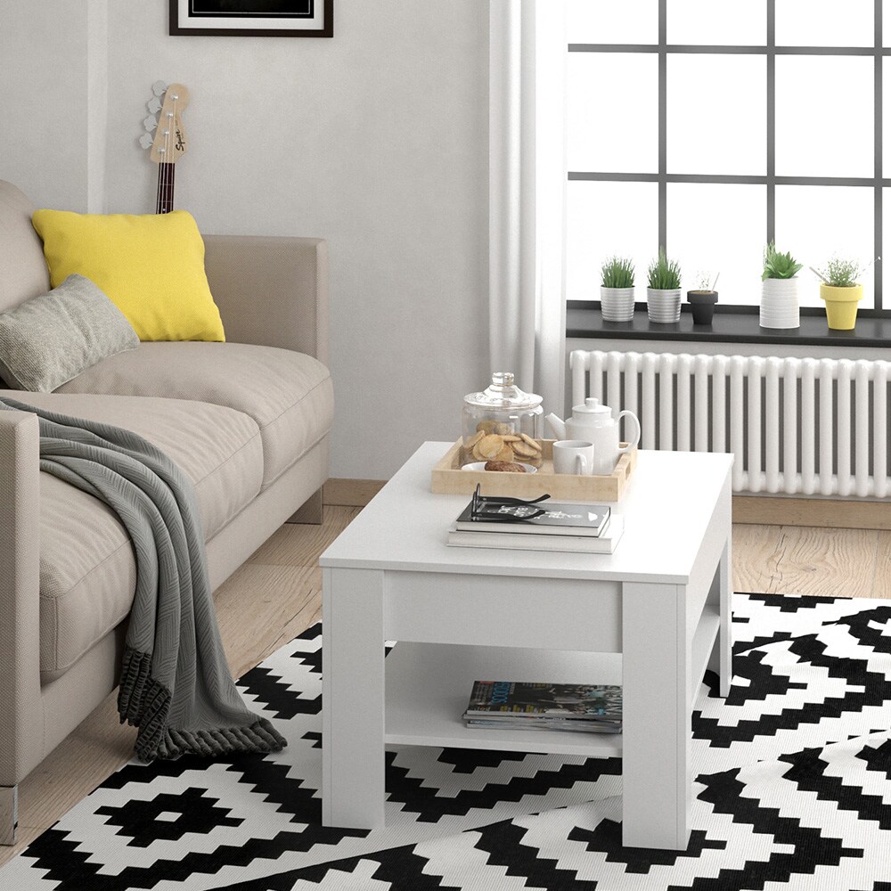 Vicco Couchtisch mit Schublade Beistelltisch Kaffeetisch 110 x 65 cm Weiß