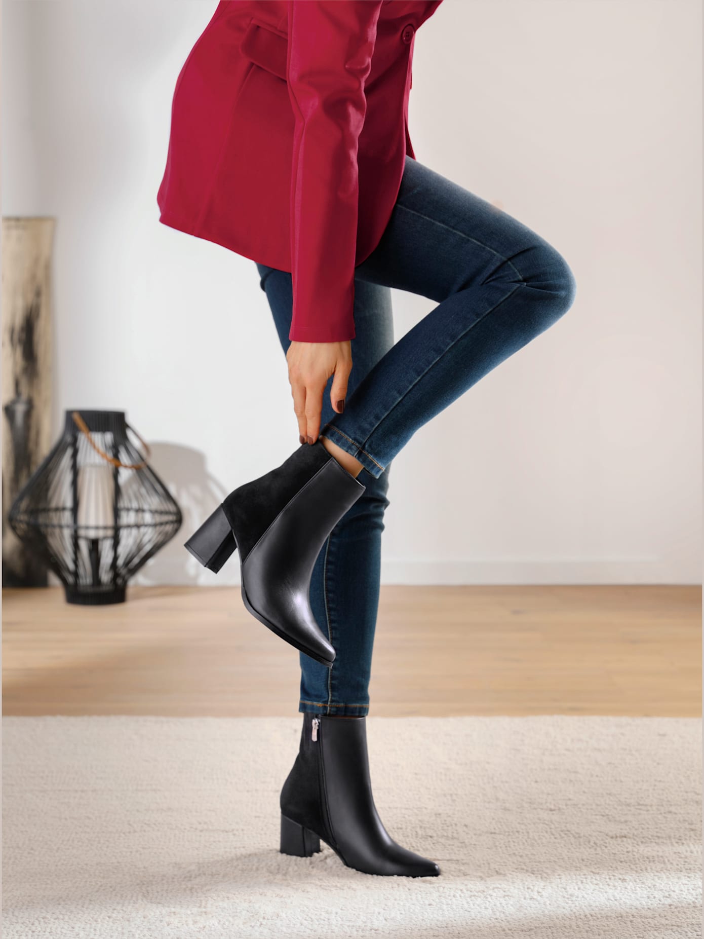 Bottines cuir de bœuf nappa et velours