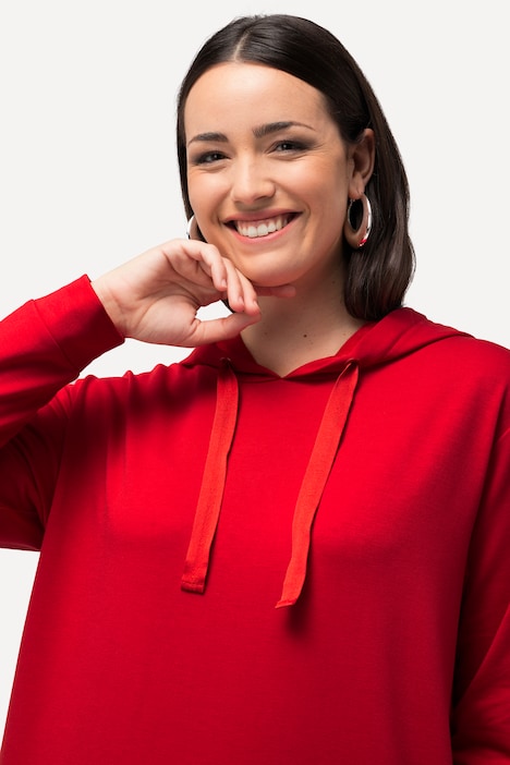 Sweat-Midikleid, Kapuze, Taschen, lange Seitenschlitze