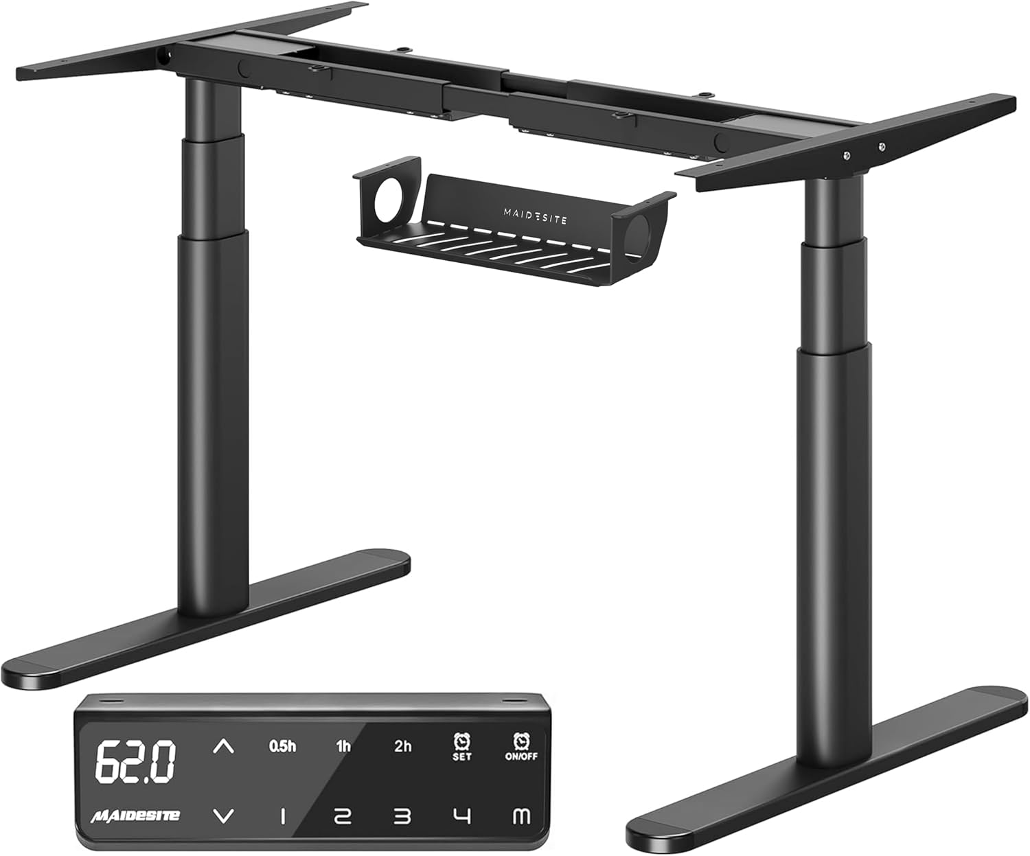 MAIDeSITe EL2 Plus Art Höhenverstellbarer Schreibtisch Gestell mit Ovaler Beindesign, Elektrisch Dualmotor Tischgestell höhenverstellbar mit 62-125cm, 4 Memory-Steuerung Schreibtisch höhenverstellbar
