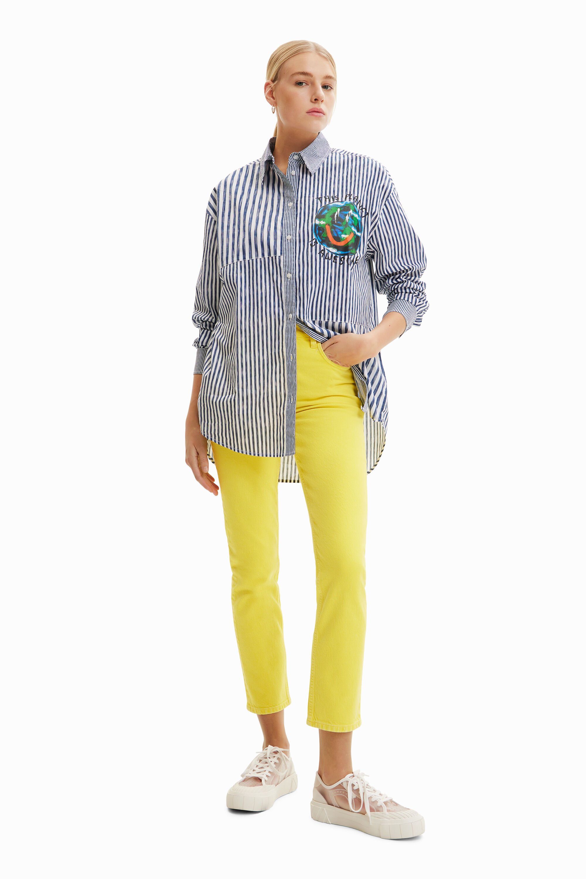 Chemise patchwork rayures illustration