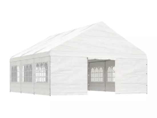 Belvédère avec toit blanc 6,69x5,88x3,75 m polyéthylène