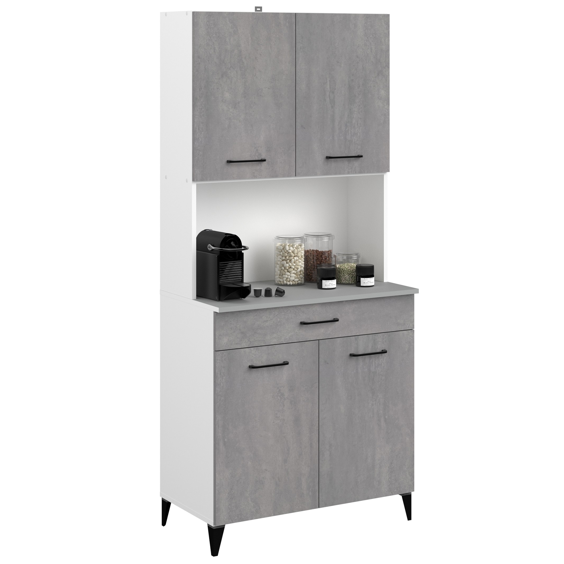 2-teiliges Buffet-Set MALICE 1 - Betonoptik-weiß - 180 cm hoch