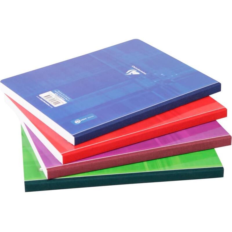 Cahier brochure dos toilé 17 x 22 cm 144 feuilles grands carreaux couleur aléatoire