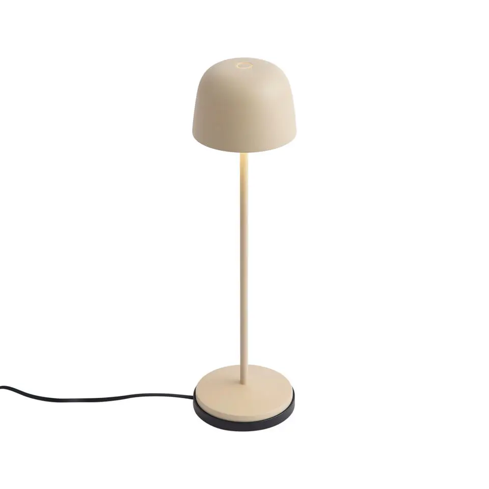 Qazqa tafellampen raika beige geïntegreerde led