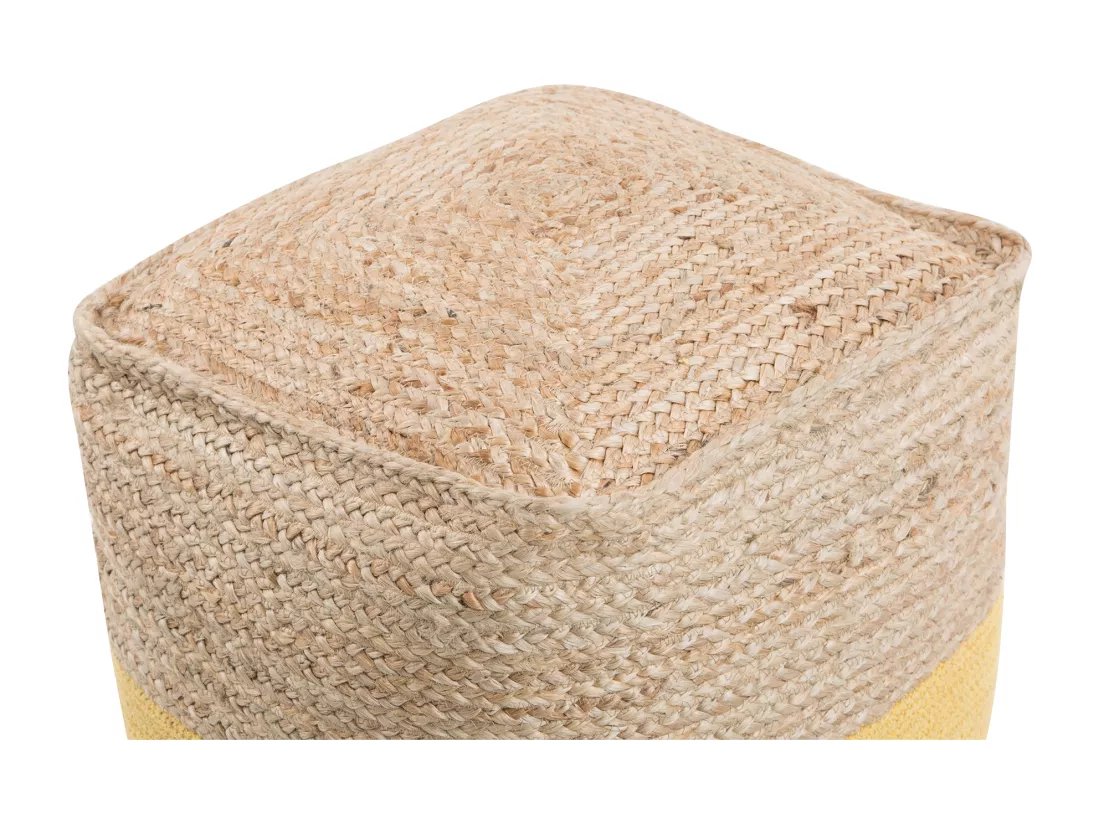 Pouf en coton et jute jaune 44 x 44 cm KIRAMA