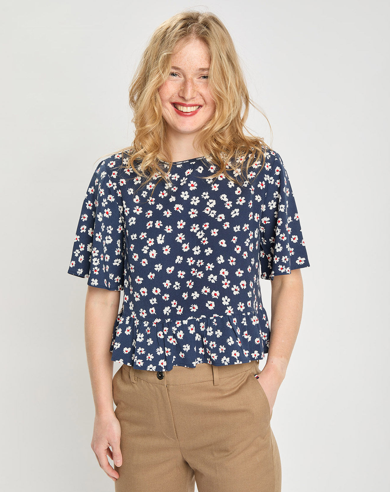 Tommy Jeans Blouse imprimée Fleurs bleu marine