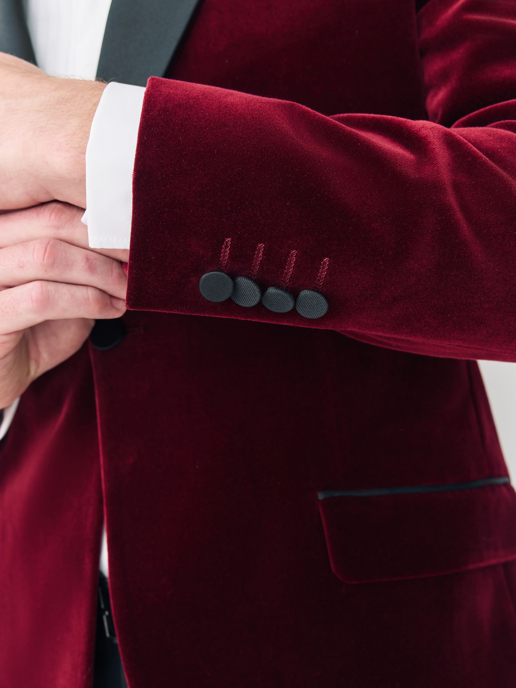 Bordeauxrood - Slim Fit - Signature Pontoglio Italian Velvet Blazer With Shawl Lapel