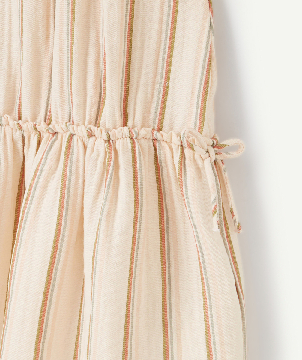 ROBE BÉBÉ FILLE EN COTON ROSE AVEC RAYURES COLORÉES