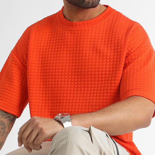 Tee Shirt Texturé Square Large 0173 Orange
