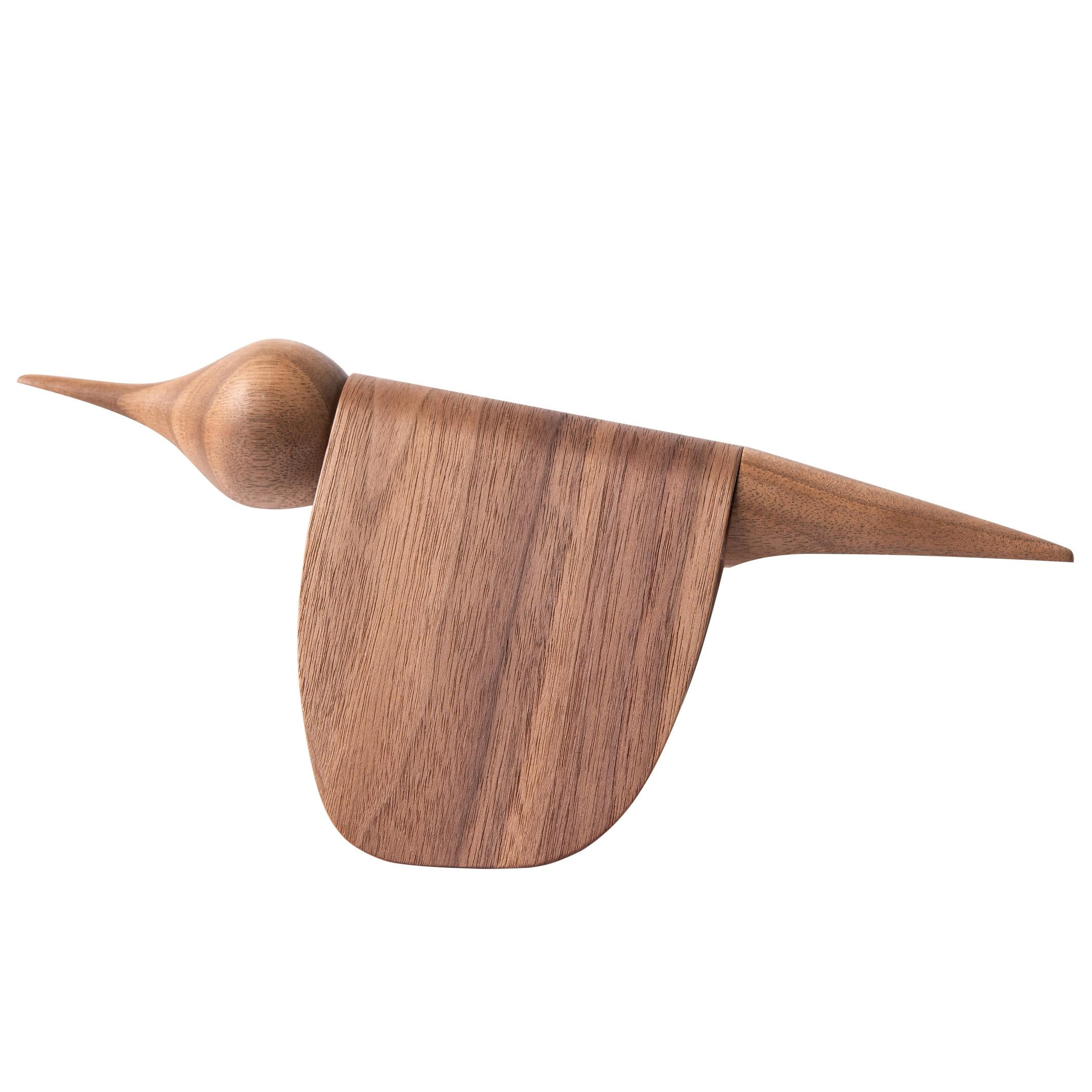 Tica decoratie vogel walnoot