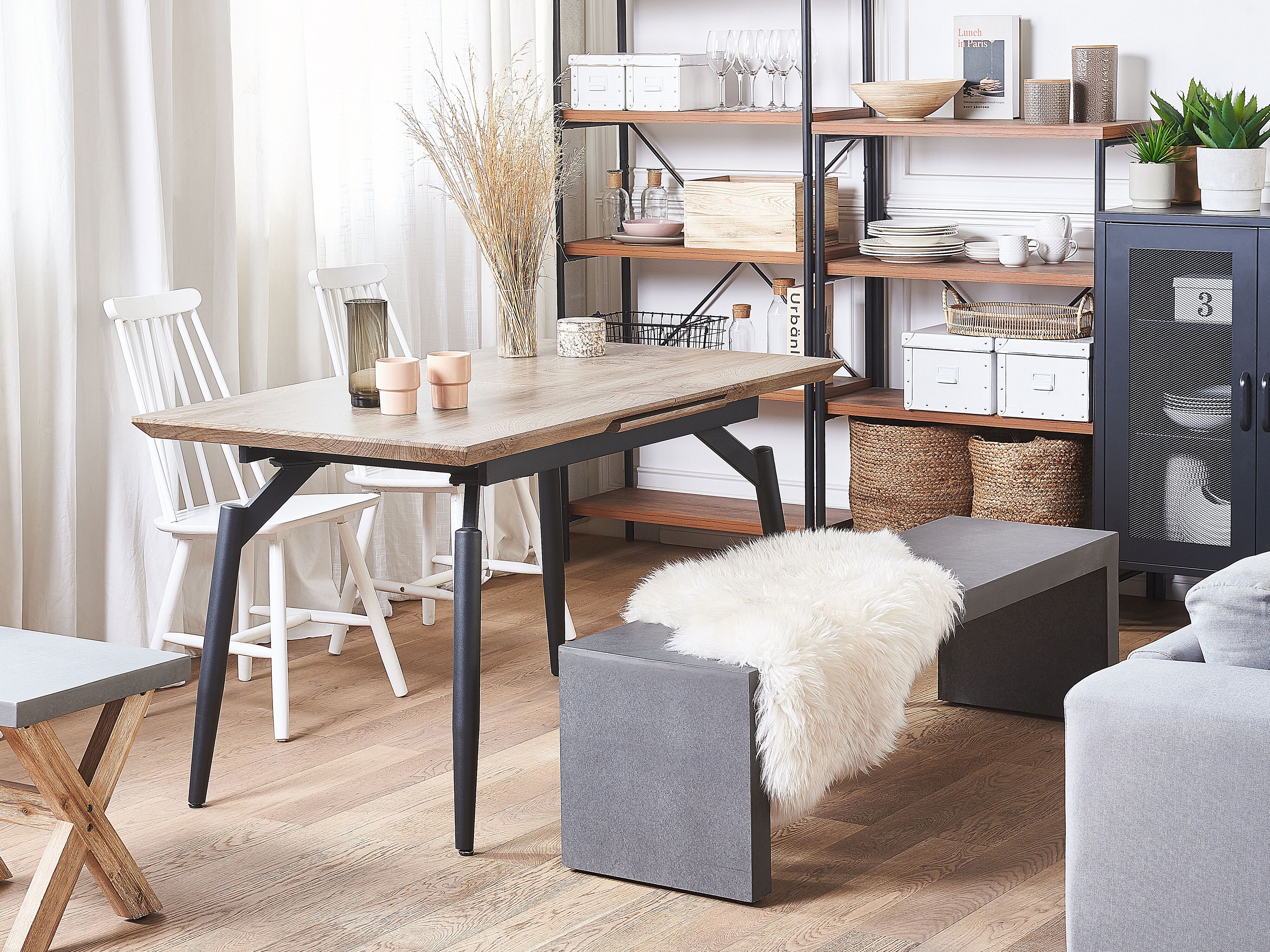 Eettafel uitschuifbaar BARBOSA Donkerbruin 80 cm 140/180 cm