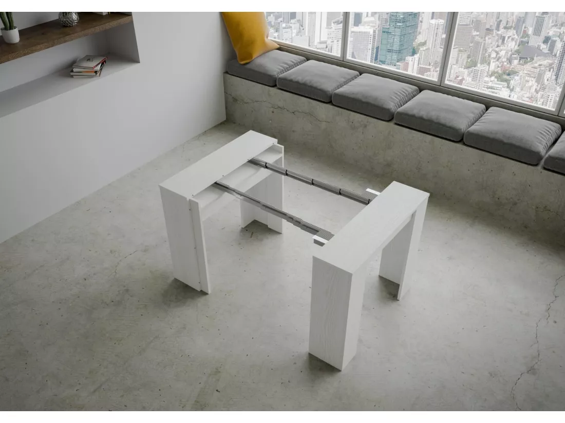 Console extensible 90x48/204 cm Basic Small Frêne Blanc