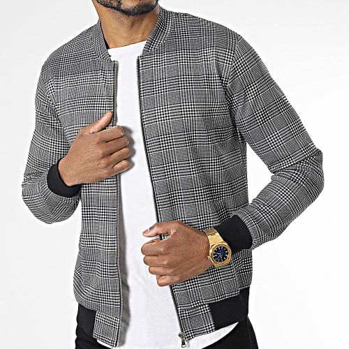Veste Zippée A Carreaux 22169-C Noir Blanc