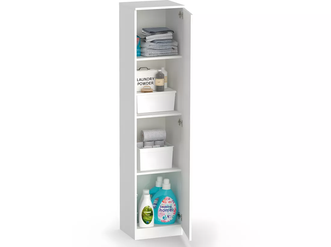 Armoire / meuble de rangement coloris blanc - Hauteur 180 x Longueur 40 x Profondeur 35 cm