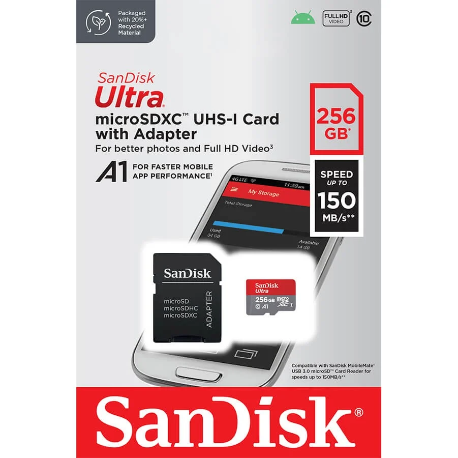 SANDISK - MicroSDXC Mobil Ultra 256GB 150MB/s UHS-I Adap