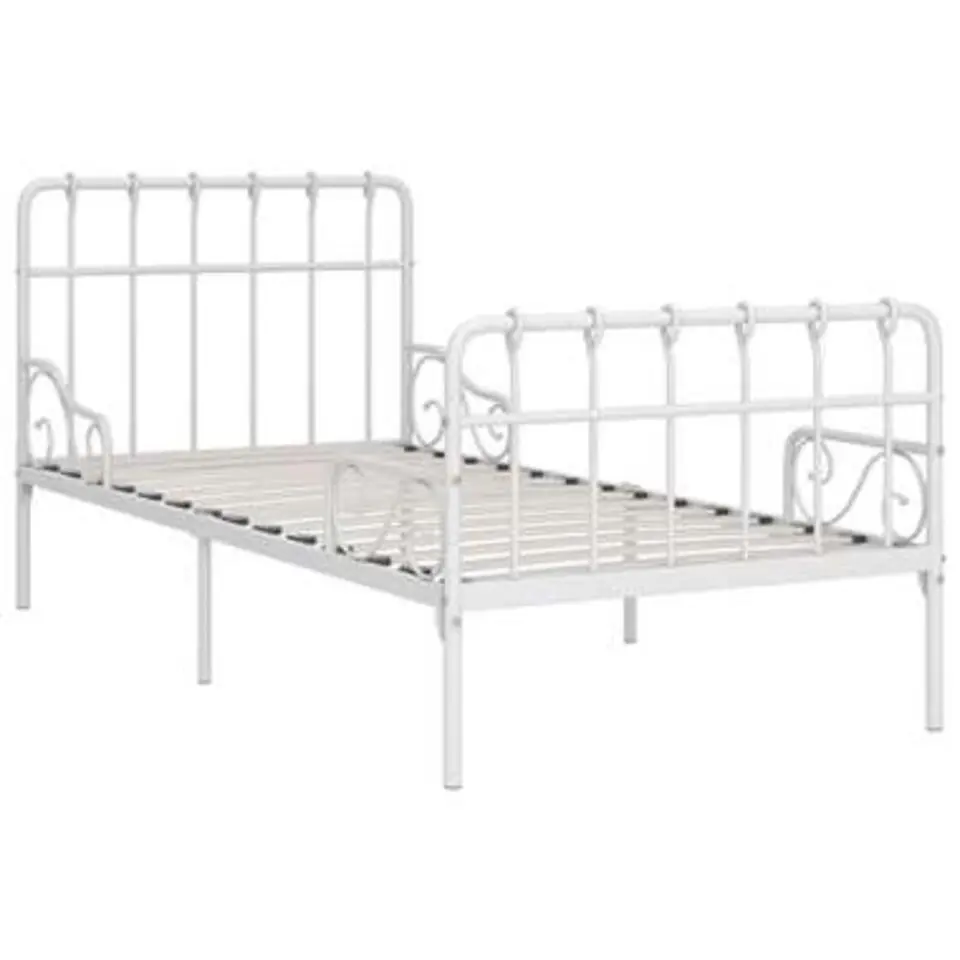 vidaXL - Bed frame met lattenbodem - Wit - Metaal - 90x200 cm