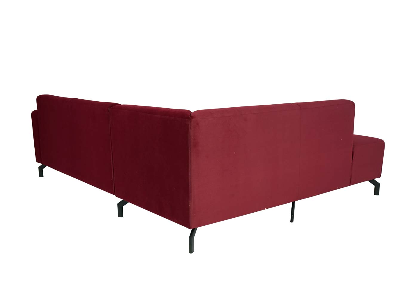 Ecksofa MCW-J60, Couch Sofa mit Ottomane links, Made in EU, wasserabweisend 247cm ~ Samt bordeaux-rot