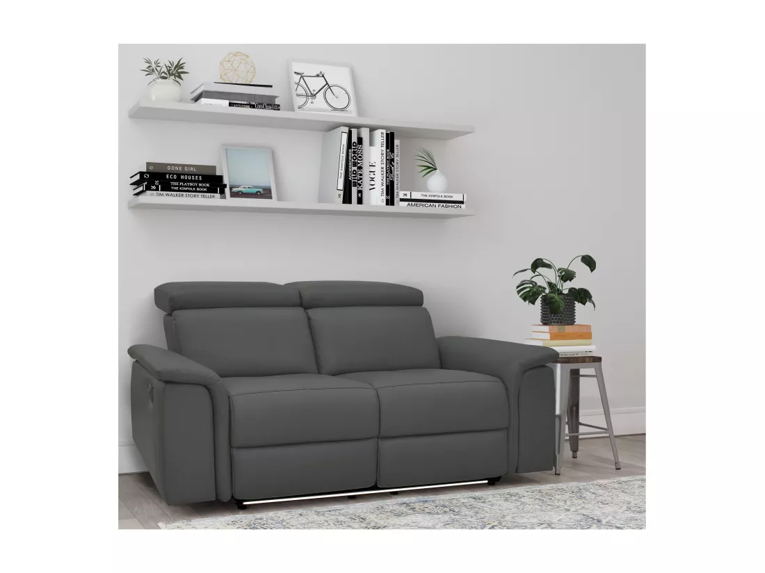 Pareli | Canapé 2 places avec fonction électrique en PU/cuir gris