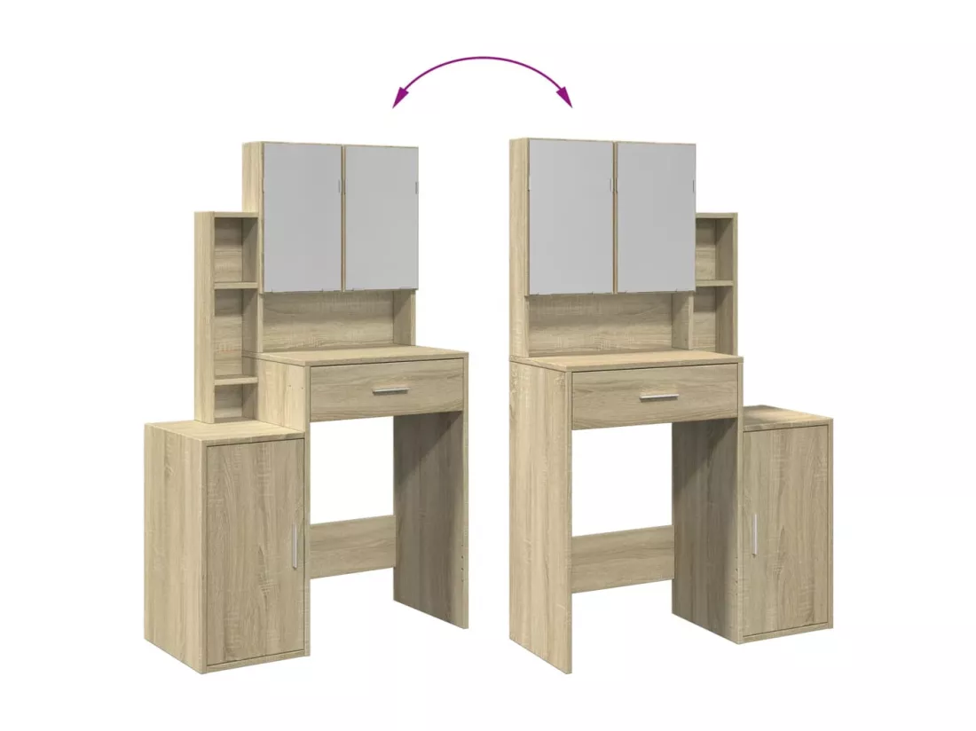 Coiffeuse avec armoire chêne sonoma 80x35x132 cm