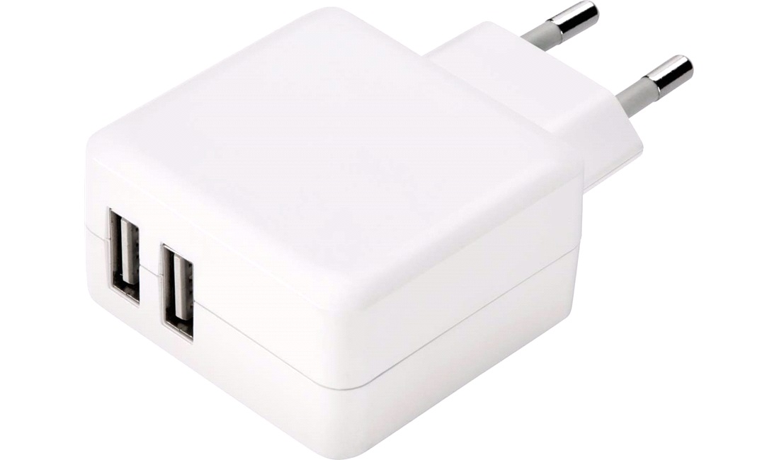 Ladeadapter 100-240V med USB-A x 2