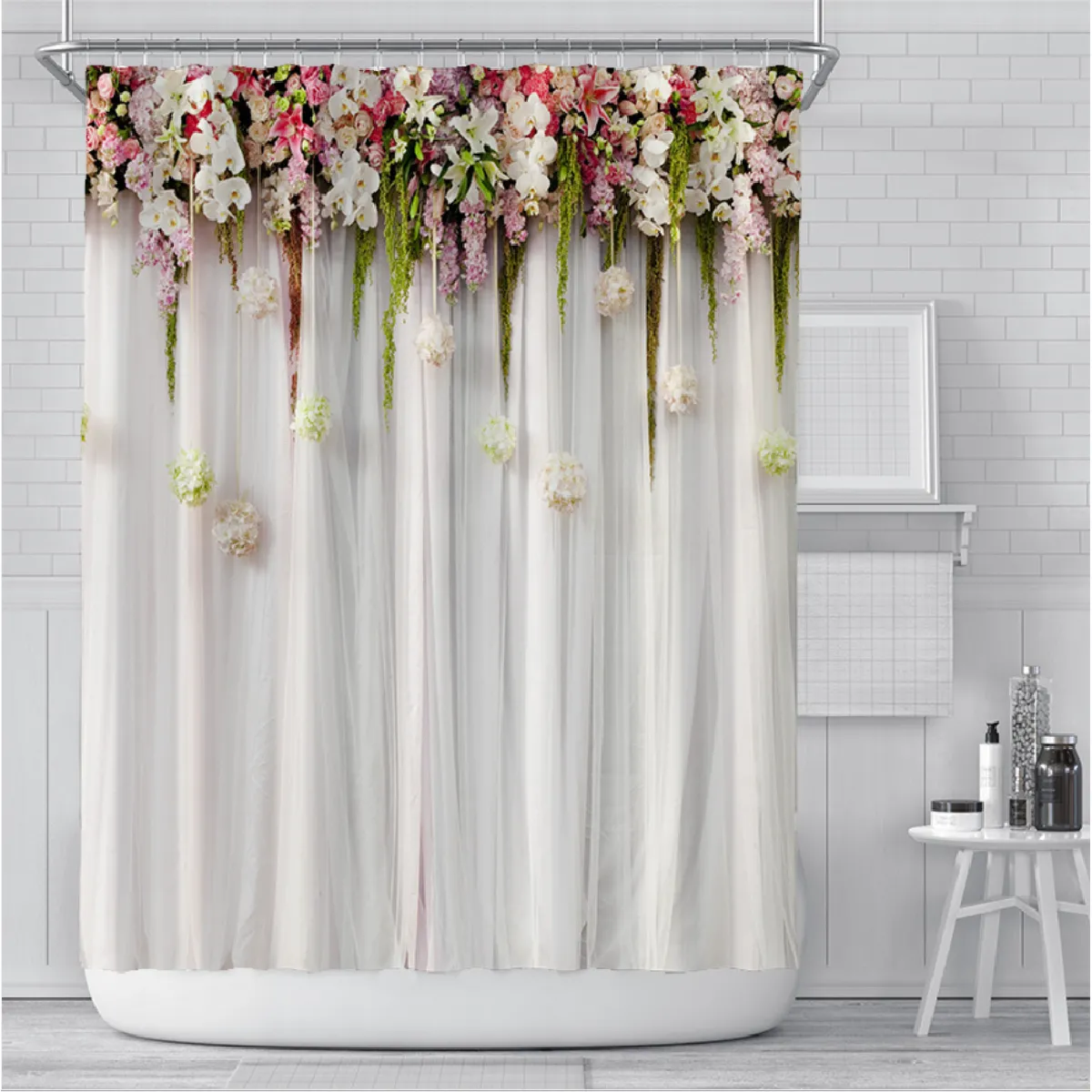 Universal Rideau de douche Rose Lavande - Blanc