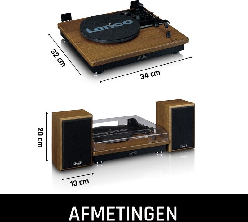 Lenco - LS-100WD - Platenspeler - Hout - Met Bluetooth en 2 Speakers