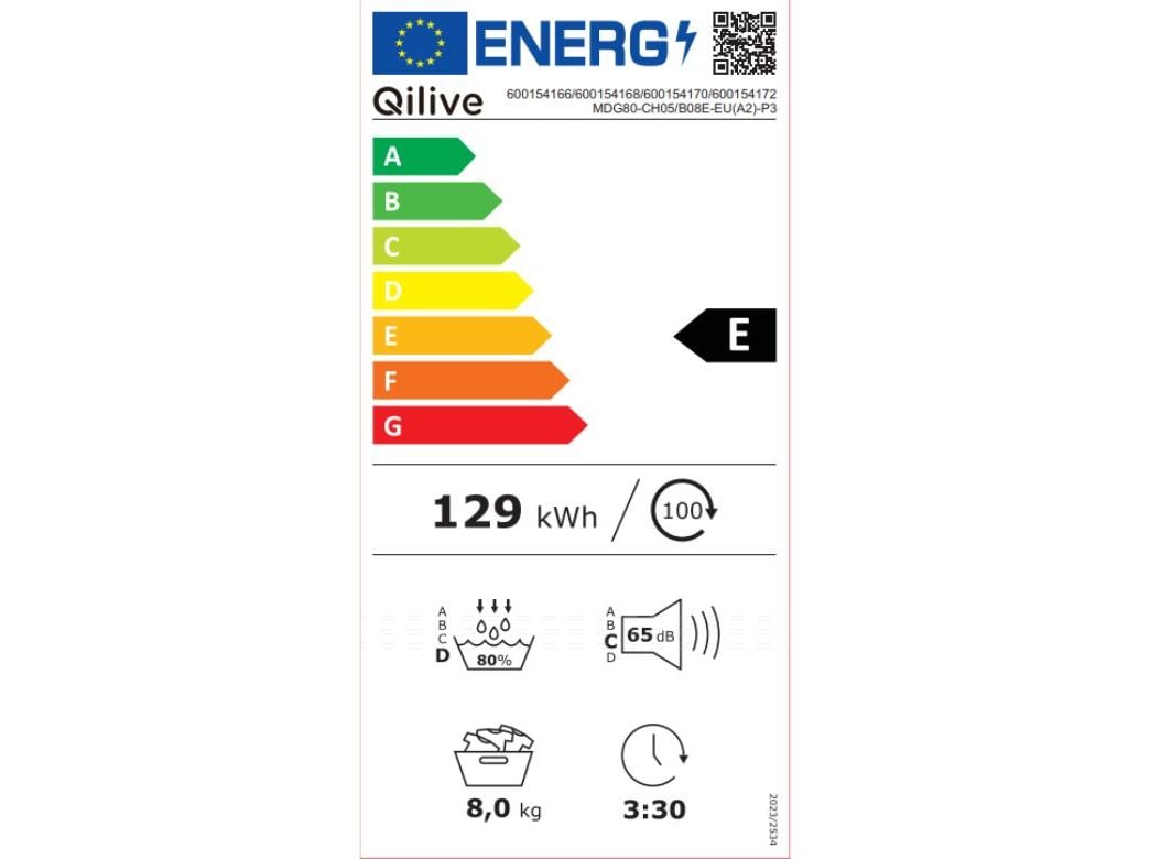 MÁQUINA DE SECAR ROUPA QILIVE Q.6166 BOMBA CALOR E 8KG