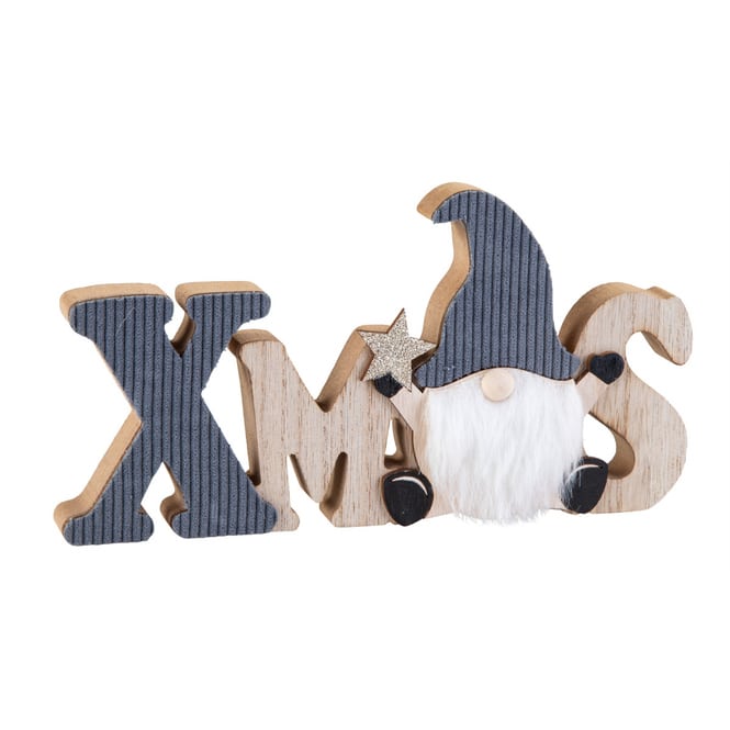 Schriftzug Xmas mit Wichtel - ca. 24,5 x 12,5 cm