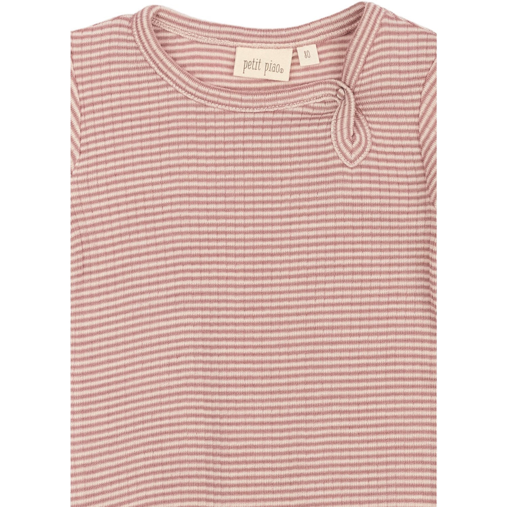 Køb Petit Piao Nostalgic Rose/Dark Off White PPDante Body L/S Merino Uld Striped